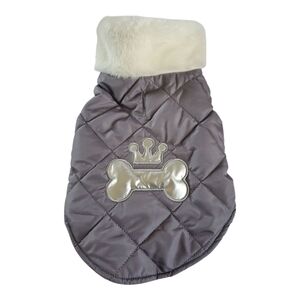 Luxurious Gray Quilted Dog Coat Size Medium